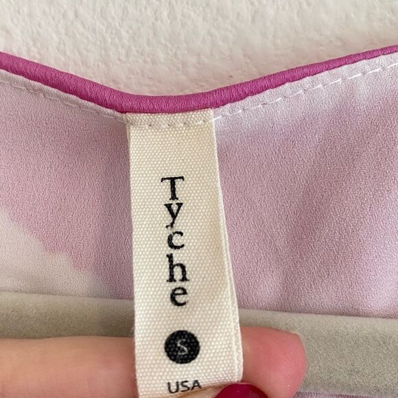 Satin Tyche Mystic Pink Chiffon Balloon Sleeve Dress Size S - Picture 4 of 10